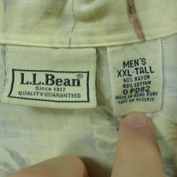 LL Bean All Over Print Hawaiian Shirt Men's Size XXL Tall Rayon Blend 0PD82 - Picture 2 of 8